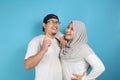 Happy Asian Muslim Couple Dreaming Royalty Free Stock Photo