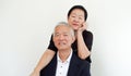 Happy Asian senior couple, family business owner partner portrai