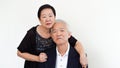 Happy Asian senior couple, family business partner portrait together