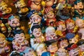 Happy asian, smiling toy figures, chinese miniature puppets