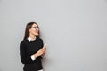 Happy asian woman in business clothes and eyeglasses Royalty Free Stock Photo