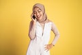 happy asian woman making a call using a cell phone Royalty Free Stock Photo