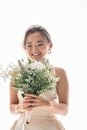 happy asian young bride with grace Royalty Free Stock Photo