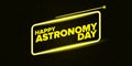 Happy astronomy day greeting card with night stars and galaxy. Vector International astronomy day banner or poster