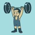 Happy Athlete Weighlifter Cartoon Illustration Isolated