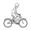 happy athletic boy ride bike Royalty Free Stock Photo