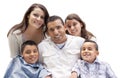 Happy Attractive Hispanic Family Portrait on White Royalty Free Stock Photo