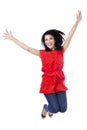 Happy attractive woman jumping in the air Royalty Free Stock Photo