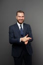 Happy attractive young businessman wearing suit portrait Royalty Free Stock Photo