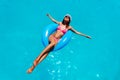 Happy attractive young woman swim in the pool Royalty Free Stock Photo