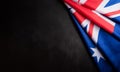 Happy Australia day concept. Australian flag against dark stone background. 26 January Royalty Free Stock Photo