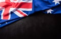 Happy Australia day concept. Australian flag against dark stone background. 26 January Royalty Free Stock Photo