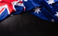 Happy Australia day concept. Australian flag against dark stone background. 26 January Royalty Free Stock Photo