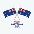 Happy Australia Day poster with two australian flags on a pole icon vector Royalty Free Stock Photo