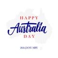 Happy Australia Day greeting card with calligraphic element. Creative typography for holiday greetings.