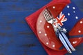 Happy Australia Day, January 26, theme table setting Royalty Free Stock Photo