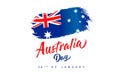 Happy Australia Day lettering and grunge flag Royalty Free Stock Photo