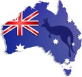 Happy Australia day lettering. Map of with flag on a blue background Royalty Free Stock Photo