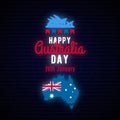 Happy Australia Day neon greeting banner. Royalty Free Stock Photo