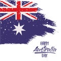 Happy australia day poster with australian flag in brush strokes over white background with star Royalty Free Stock Photo