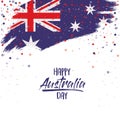 Happy australia day poster with australian flag brush strokes upper edge over white background Royalty Free Stock Photo