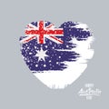 Happy australia day poster with australian flag on heart in brush strokes in light background Royalty Free Stock Photo