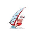 vector Happy Australia Santa Claus is surfing, isolated