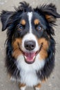 Happy Australian Shepherd Dog with Bright Blue Eyes and Wagging Tail Royalty Free Stock Photo