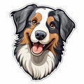 Happy Australian Shepherd Head Sticker - Cute Cartoon Style