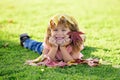 Happy Autumn Children Portrait In Fall Yellow Leaves, Little Child In Woolen Hat, Beautiful Kid in Park Outdoor, Knitted Royalty Free Stock Photo