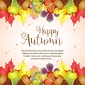 Happy autumn cloud foliage border with canary