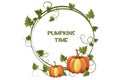 Happy autumn and pumpkin time, background wreath Royalty Free Stock Photo