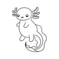 Happy axolotl outline line art cartoon vector illustration Royalty Free Stock Photo
