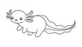 Happy axolotl side view outline cartoon vector illustration Royalty Free Stock Photo