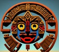 Happy Aztec Face Emoji, Generative AI Illustration