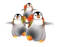 Happy babies penguins going back to nursery Royalty Free Stock Photo