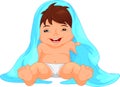 Happy baby boy toddler wrapped in bath towel Royalty Free Stock Photo