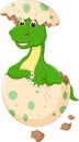 Happy baby dinosour hatch cartoon standing with smile Royalty Free Stock Photo