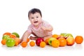Happy baby girl with fruits Royalty Free Stock Photo