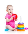 Happy baby girl playing toy Royalty Free Stock Photo