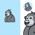 Happy baby gorilla cartoon mascot logo template Royalty Free Stock Photo