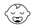 Happy baby head icon. Cute happiness sleeping child face
