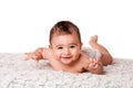 Happy baby laying on belly Royalty Free Stock Photo