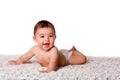 Happy baby laying on belly Royalty Free Stock Photo