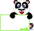 Happy Baby Panda Laughing With Blank sign