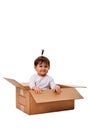 Happy baby in surprise box Royalty Free Stock Photo