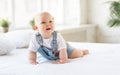 Happy baby toddler in bed Royalty Free Stock Photo