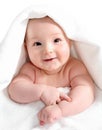 Baby under white blanket Royalty Free Stock Photo