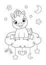 Happy baby unicorn Coloring Page