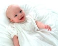 Happy Baby in White Dress